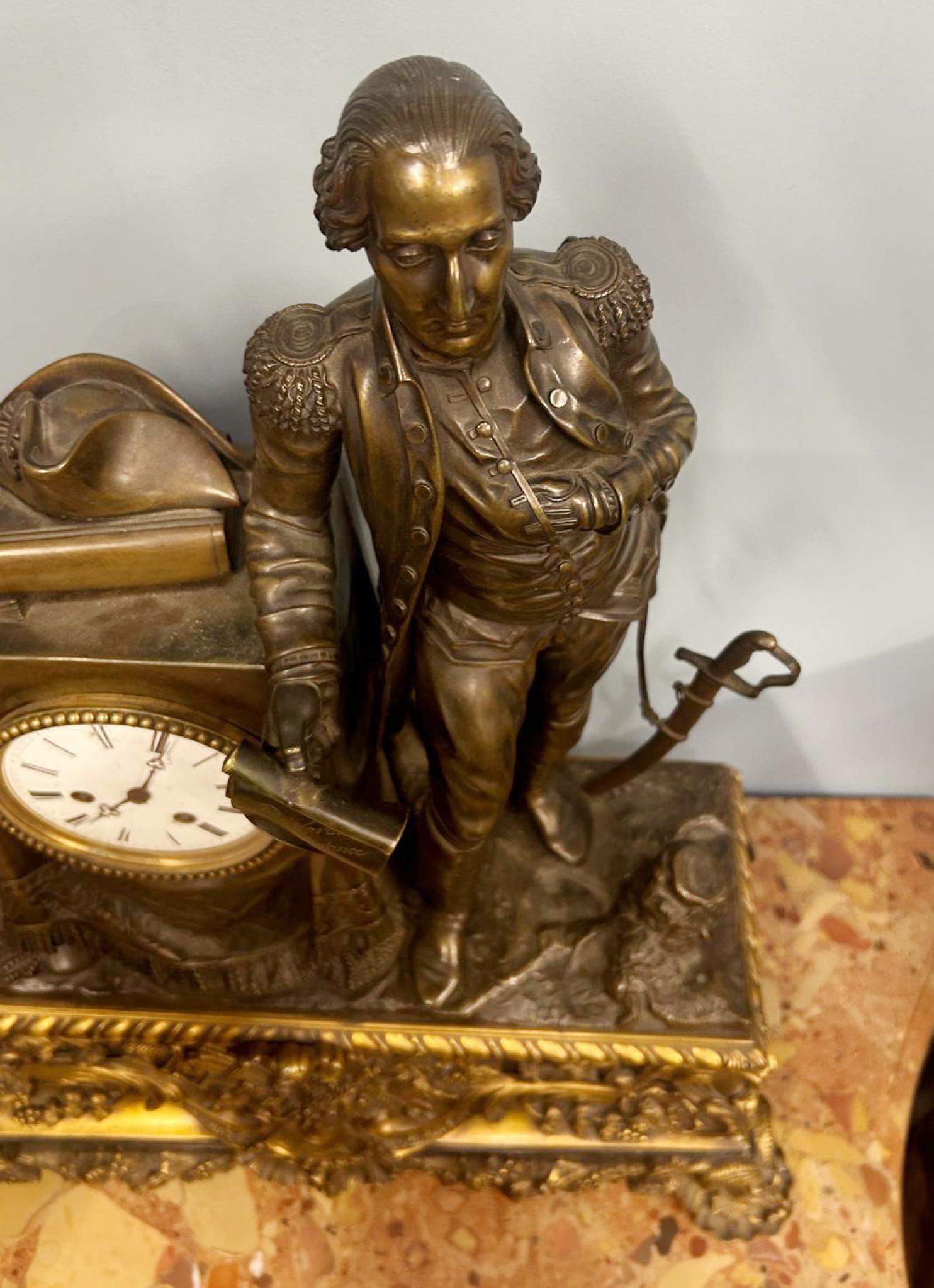 French Mantle Clock Bronze George Washington Louis Philippe 5