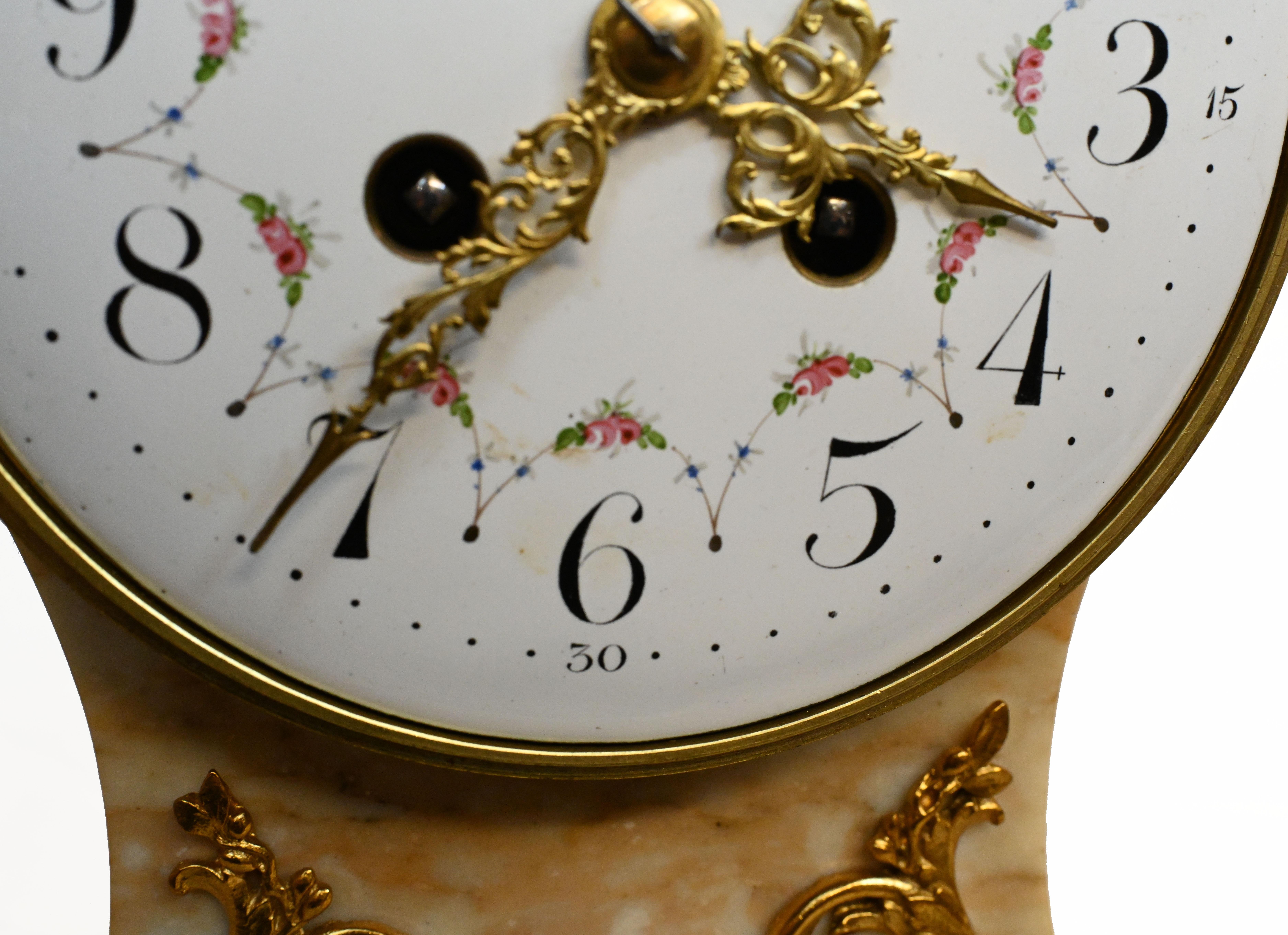 French Mantle Clock Set Garniture Marble 1880 For Sale 3