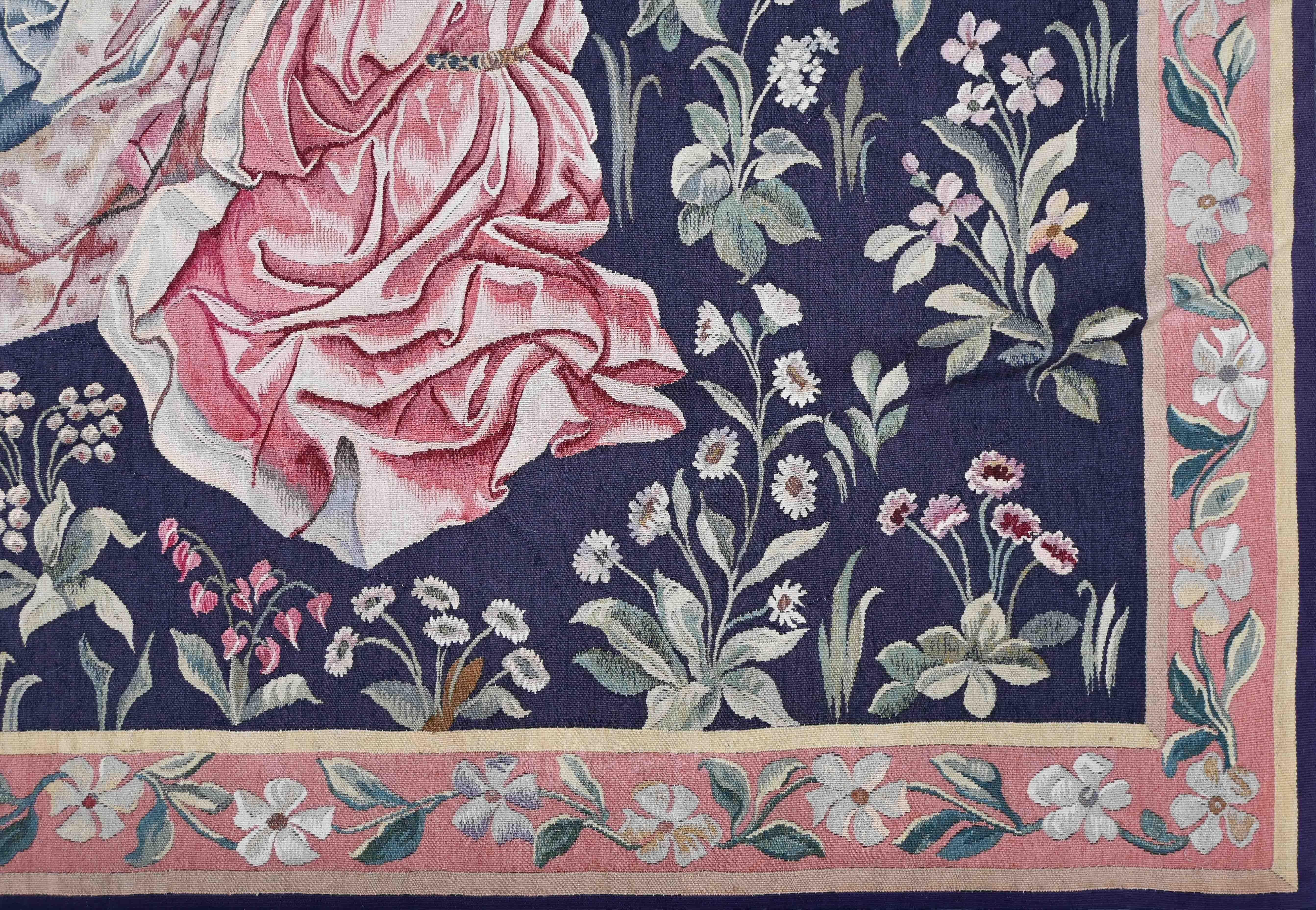 Tessuto a mano Arazzo firmato Aubusson Manufacture francese 19° - Scena Galante - N° 1425 in vendita