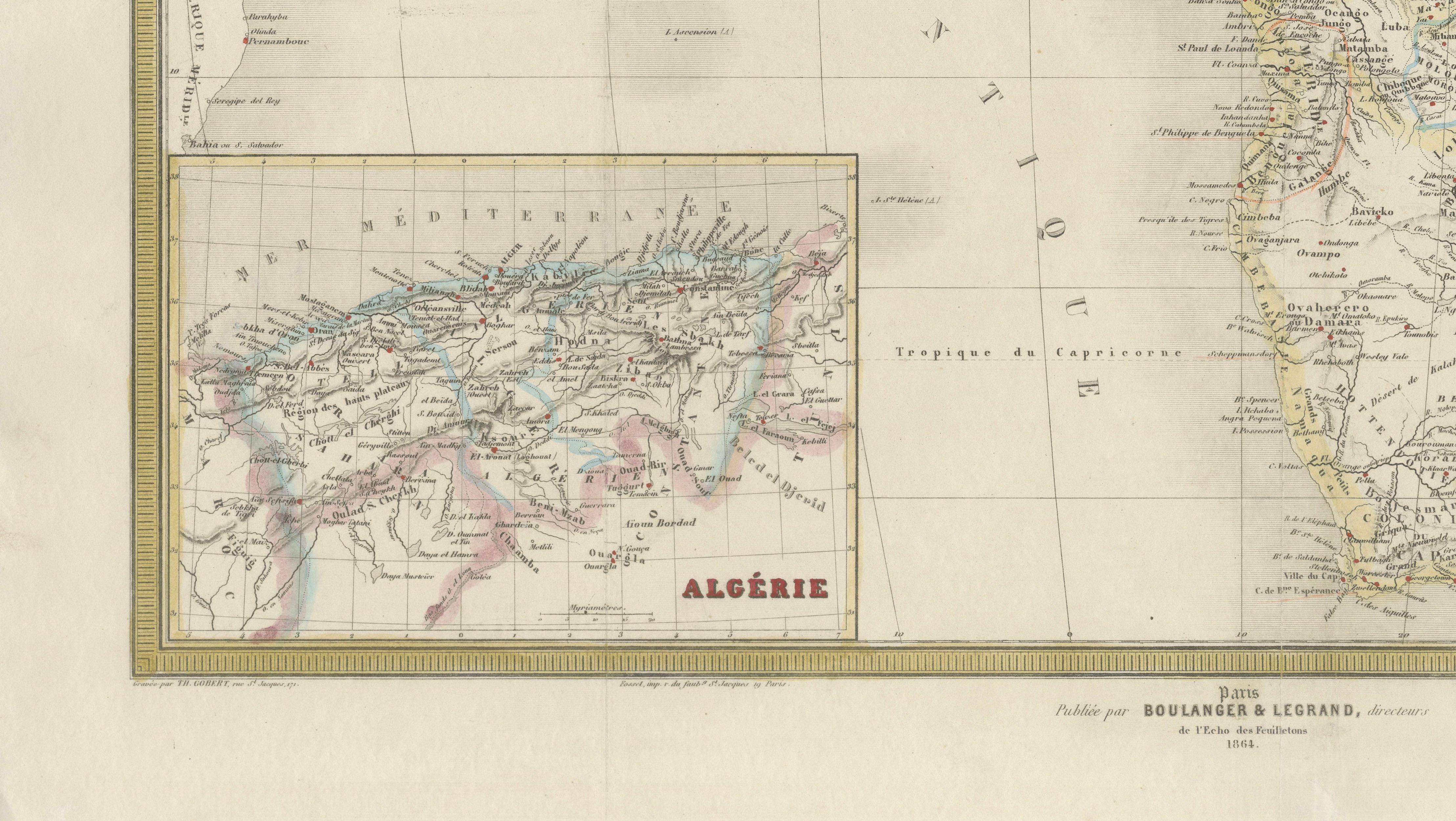 French Map of Africa by Cortambert – Sahara, Egypt & Algeria, 1864