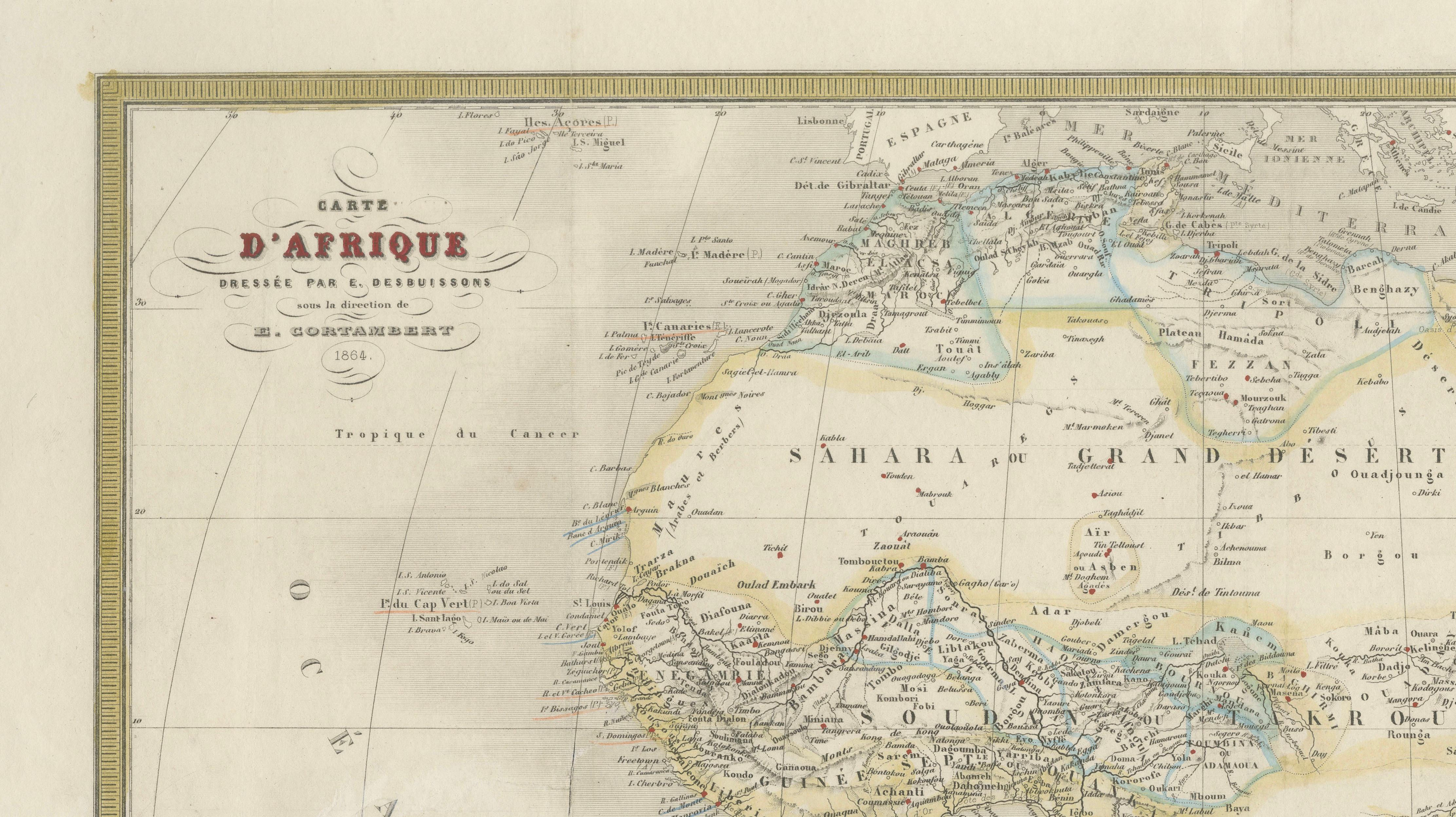 French Map of Africa by Cortambert – Sahara, Egypt & Algeria, 1864