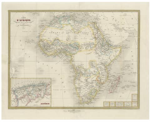 French Map of Africa by Cortambert – Sahara, Egypt & Algeria, 1864