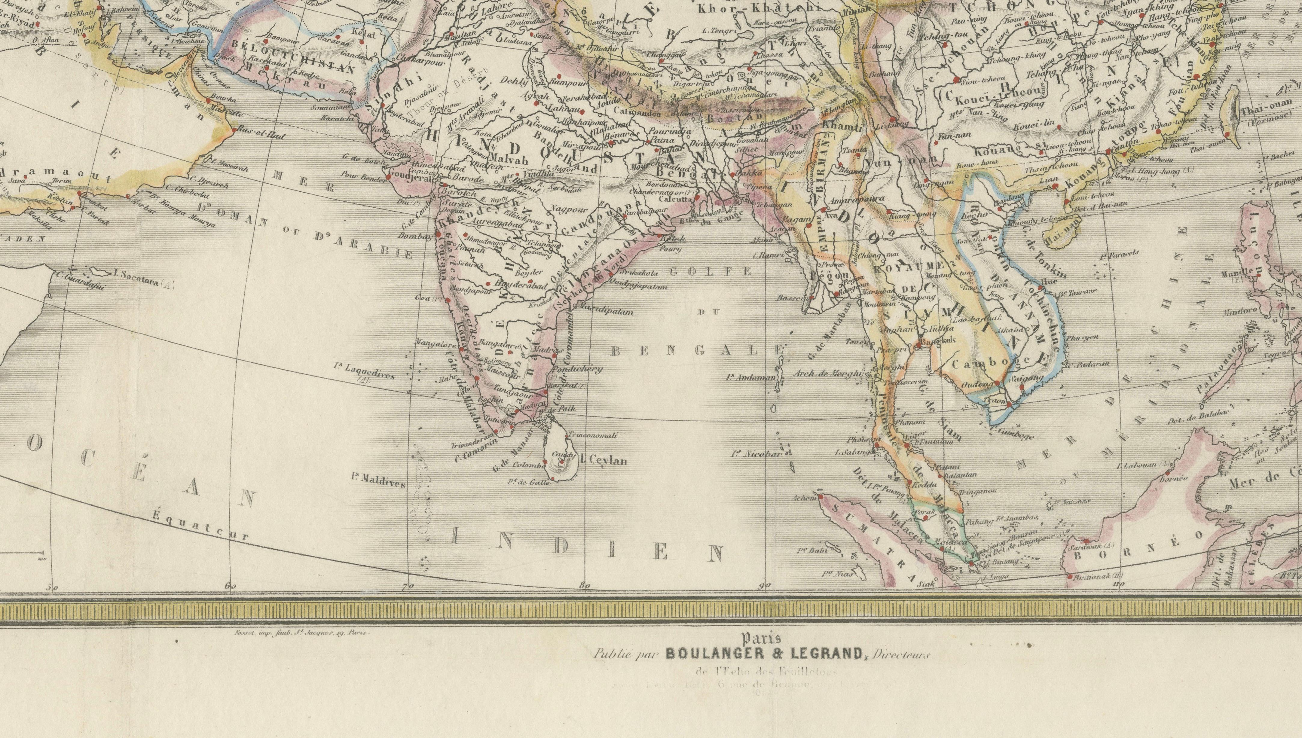 French Map of Asia by Cortambert – Russia, China & India, 1864