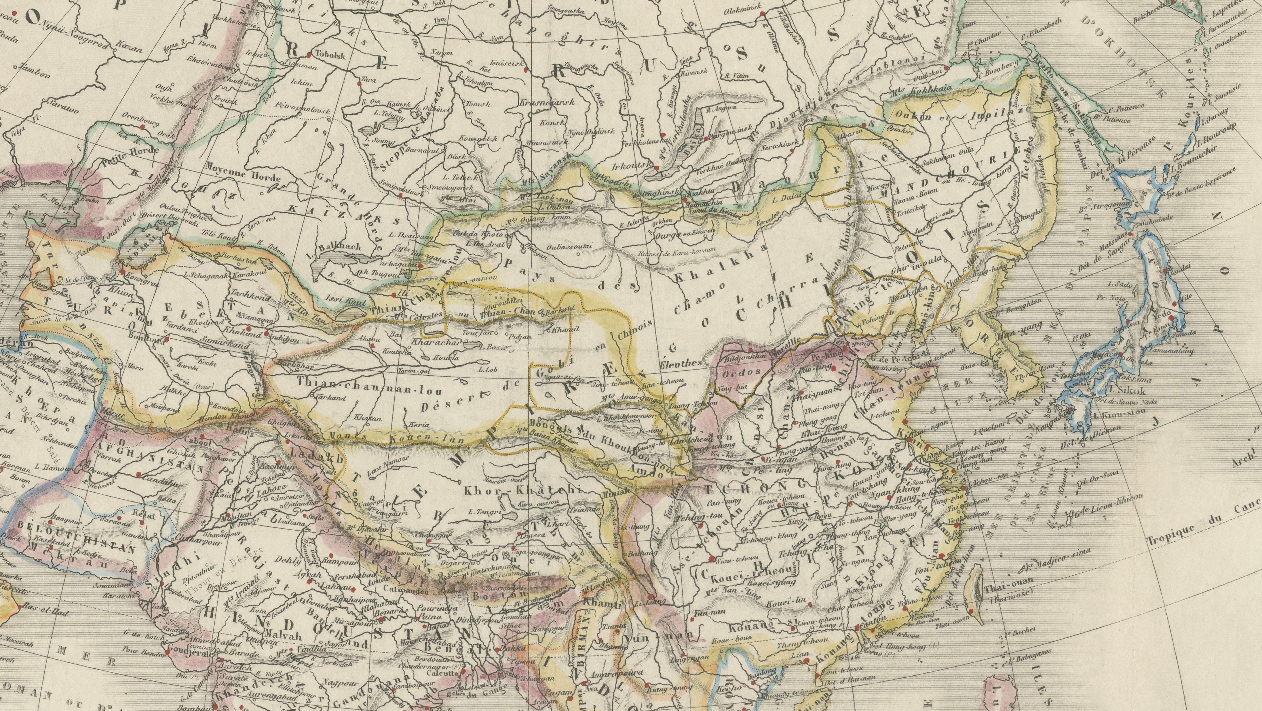 French Map of Asia by Cortambert – Russia, China & India, 1864