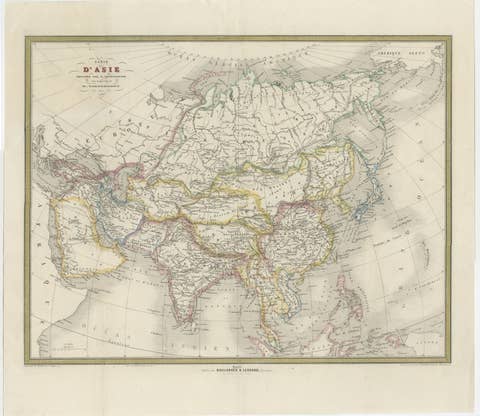 French Map of Asia by Cortambert – Russia, China & India, 1864