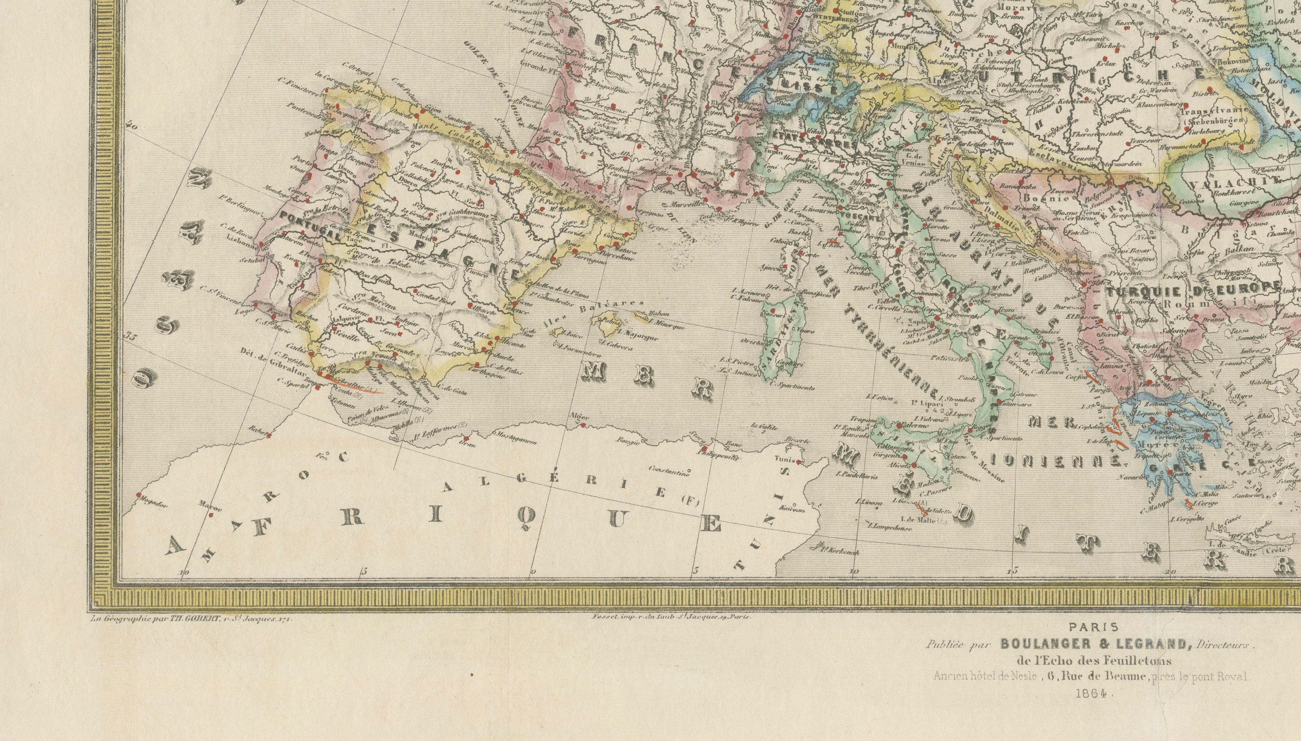 French Map of Europe by Cortambert – Russia, Scandinavia & Balkans, 1864