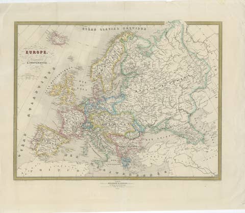 French Map of Europe by Cortambert – Russia, Scandinavia & Balkans, 1864