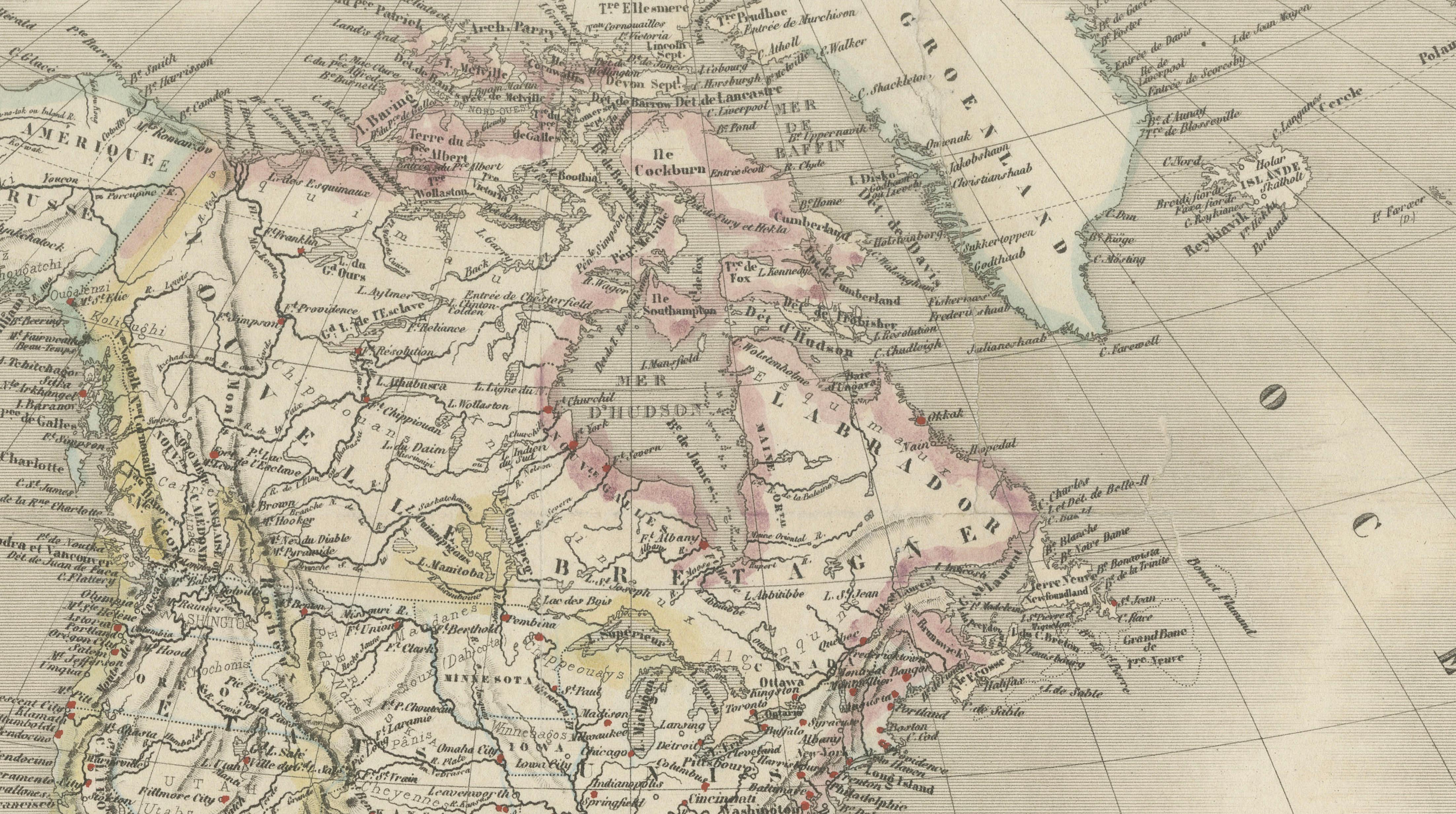 French Map of the Americas by Cortambert – North & South America 1864