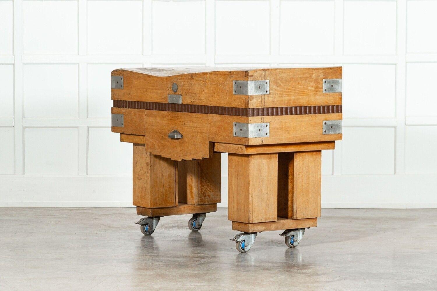 20th Century French Maple Butchers Block Counter Table For Sale