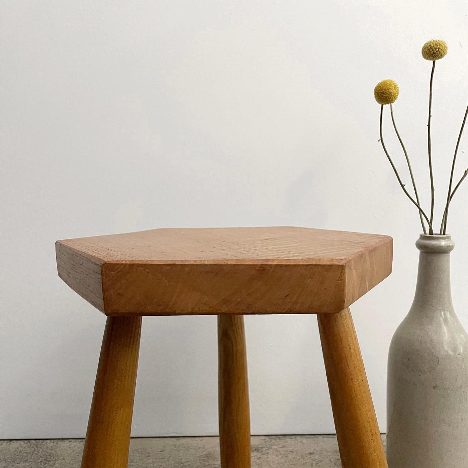 20th Century French Maple Hexagonal Milking Stool For Sale