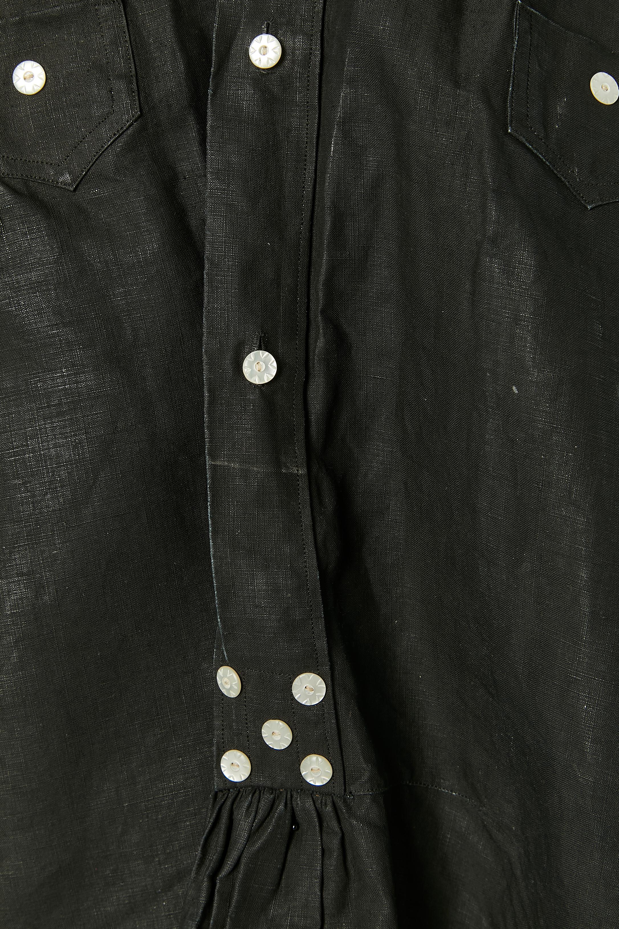 Nero Maquignon biaude francese in lino indaco Circa 1900 in vendita