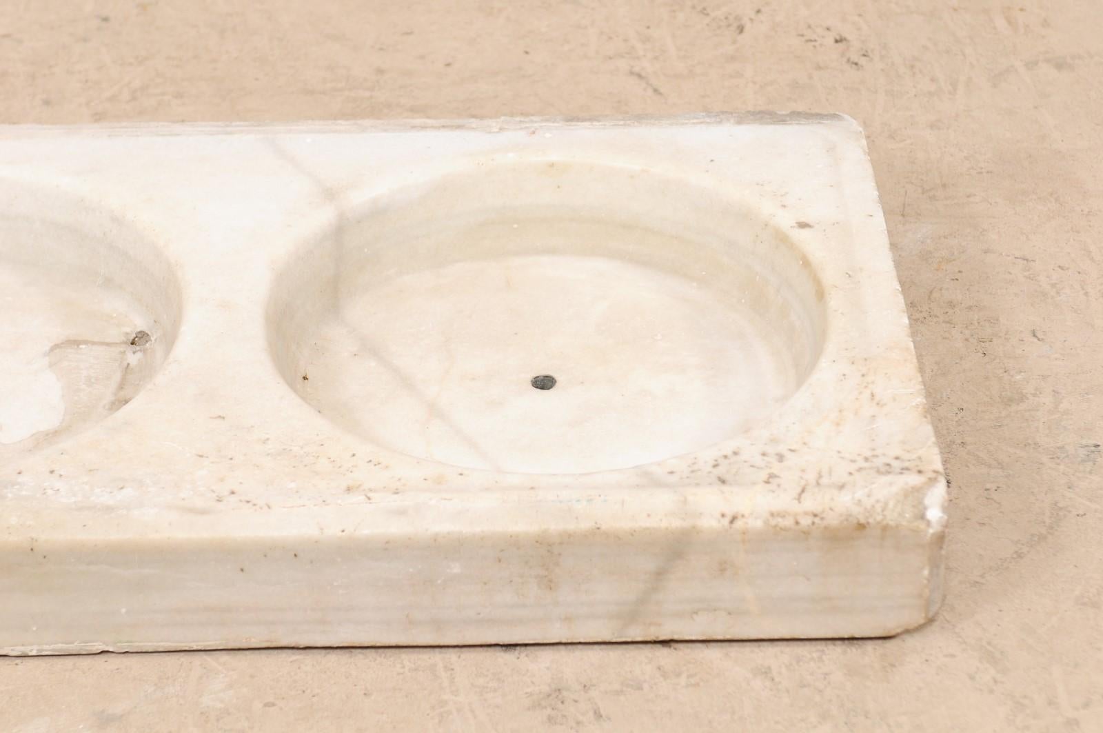 French Marble 19th Century Rectangular Sink with Dual Basins 3