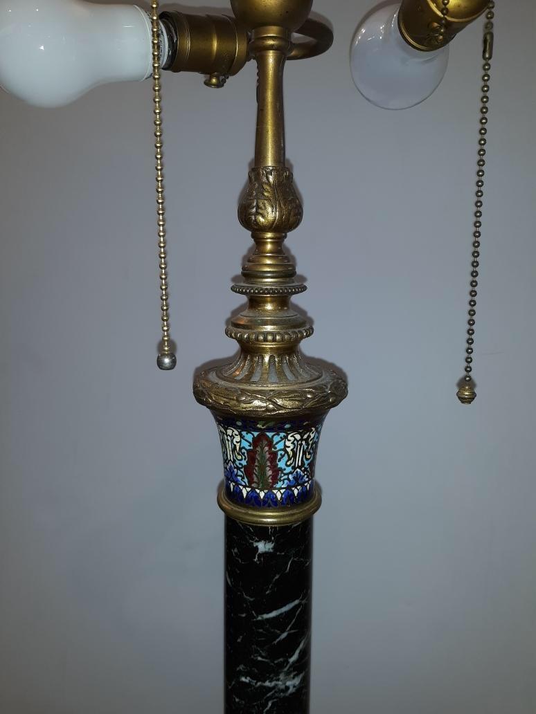 French Marble and Bronze Champlevé Floor Lamp 6
