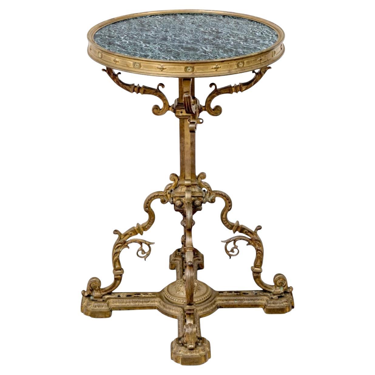 French Marble and Bronze Gueridon Table For Sale