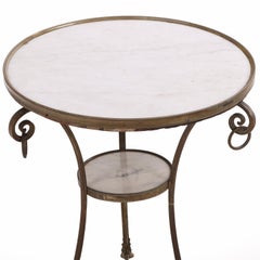 French Marble and Bronze Gueridon Table in the Manner of Maison Jansen, C. 1940