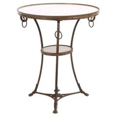 French Marble and Bronze Gueridon Table in the Manner of Maison Jansen, C. 1940