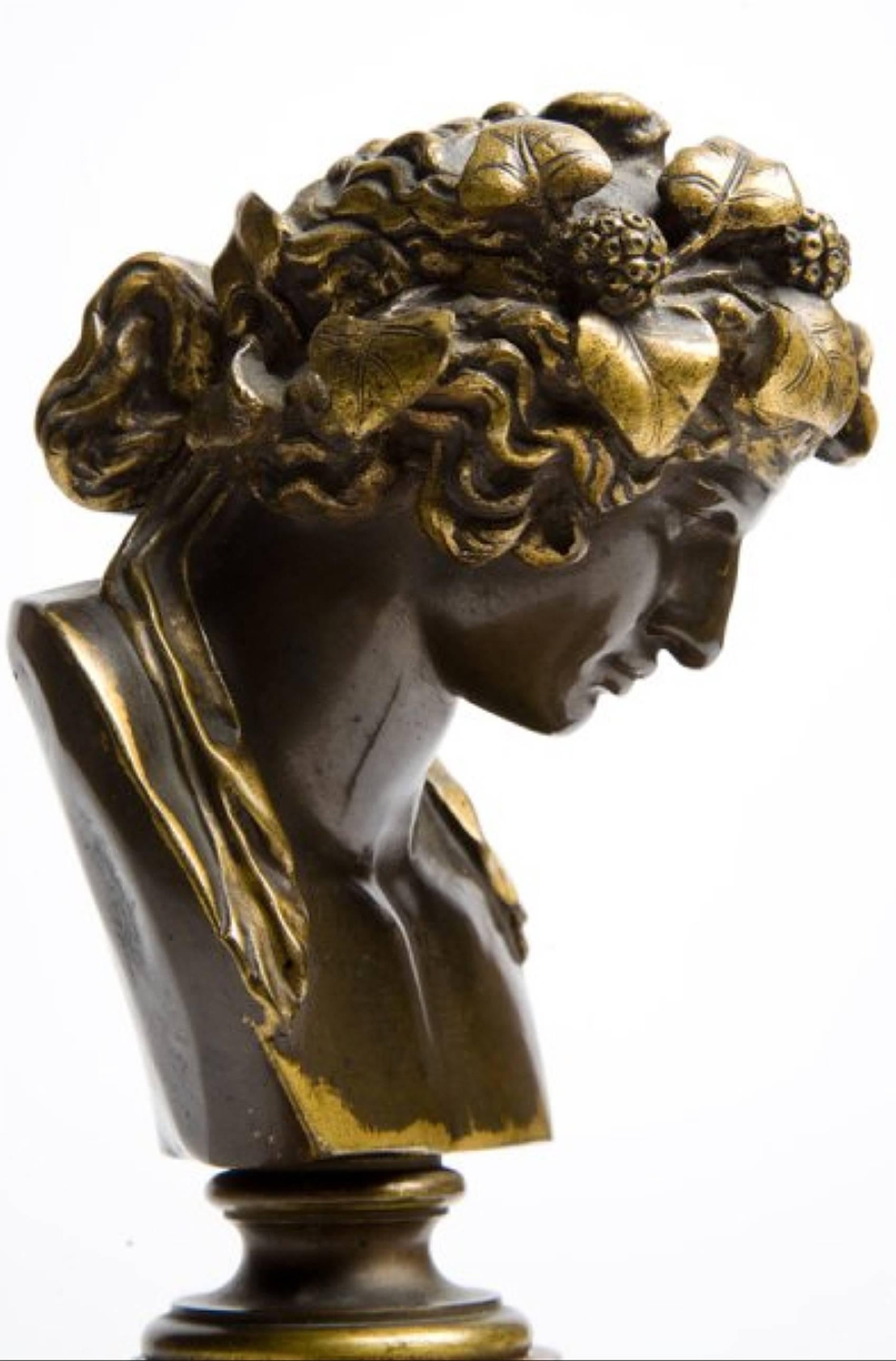 Mid-19th Century French Marble and Bronze Inkwell Signed Ferdinand Barbedienne, Paris, circa 1870