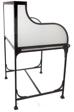 French Marble and Frosted Glass Bank Desk