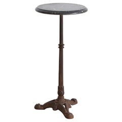 French Marble and Iron Bistro Table, Early 20th Century