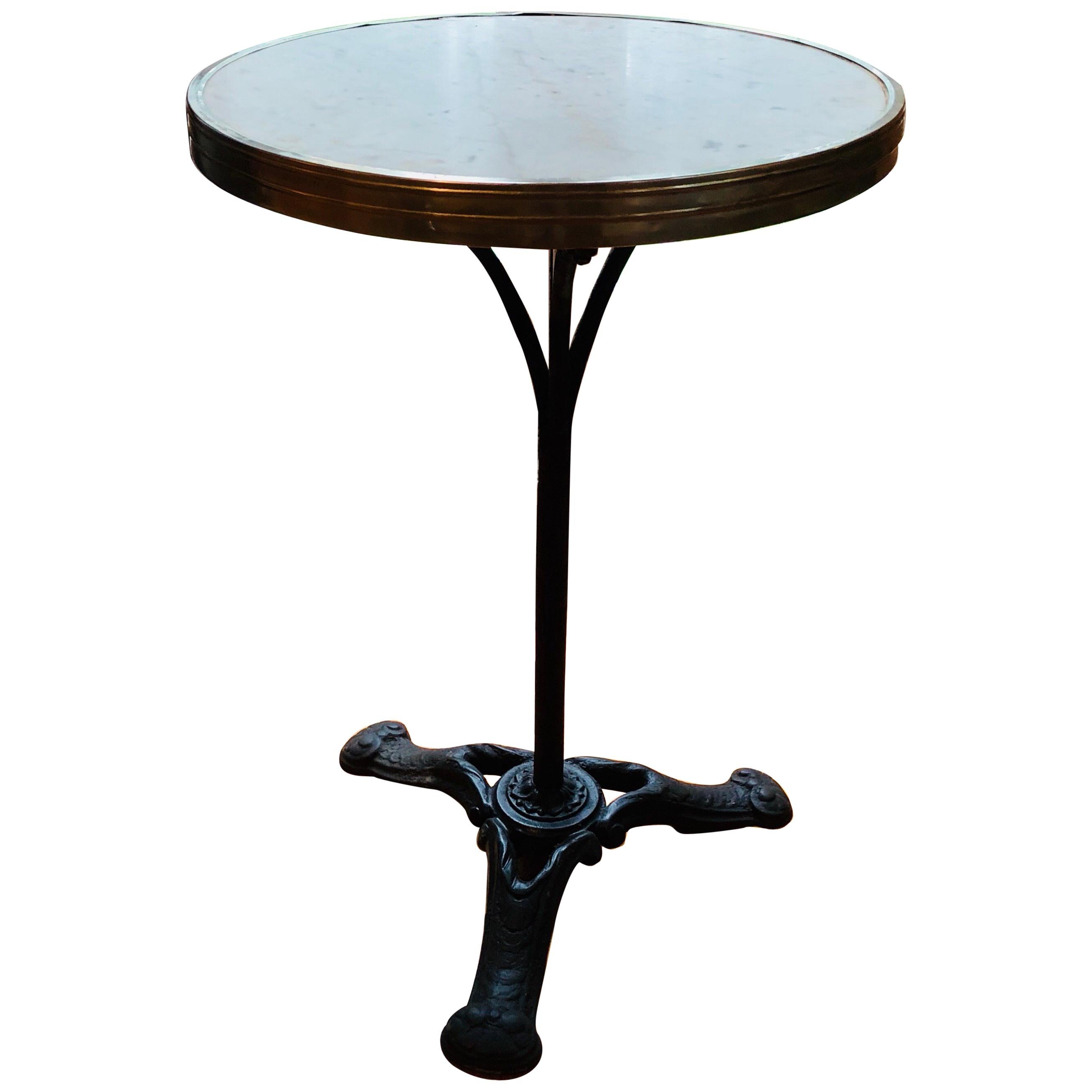 French Marble and Iron Bistro Table