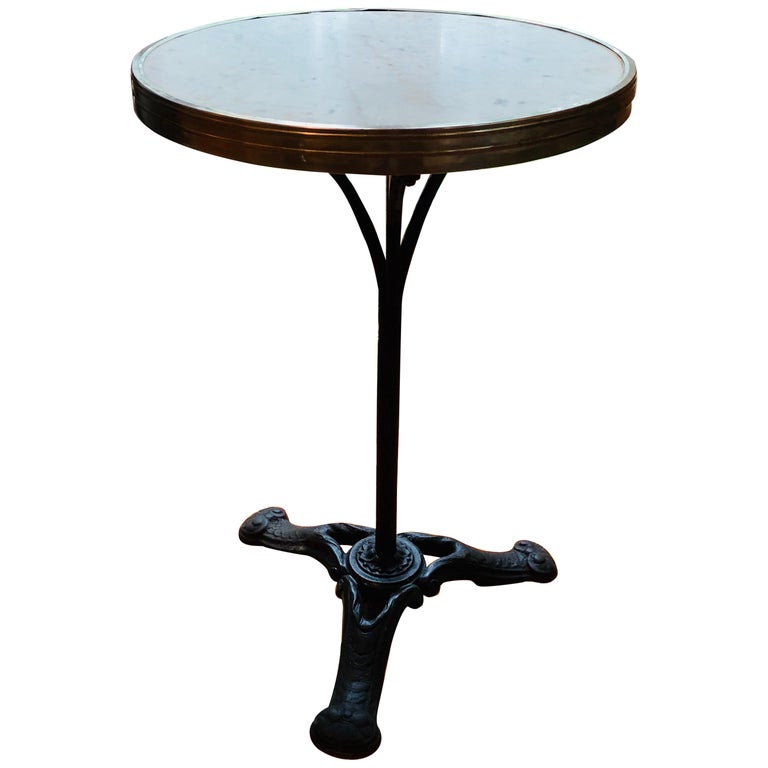 French Marble and Iron Bistro Table at 1stDibs