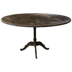 Used French Marble and Iron Garden Table, circa 1900