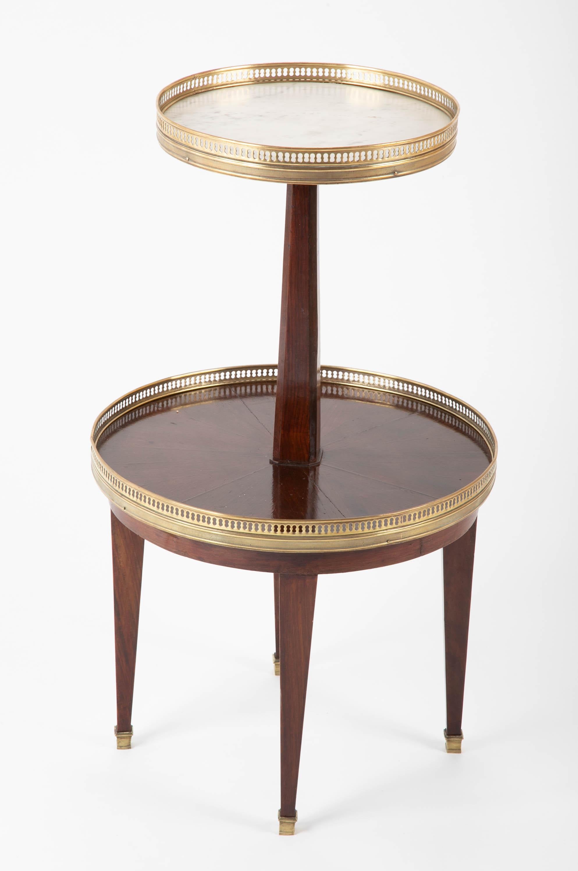 Louis XVI French Marble and Mahogany Two-Tier Side Table