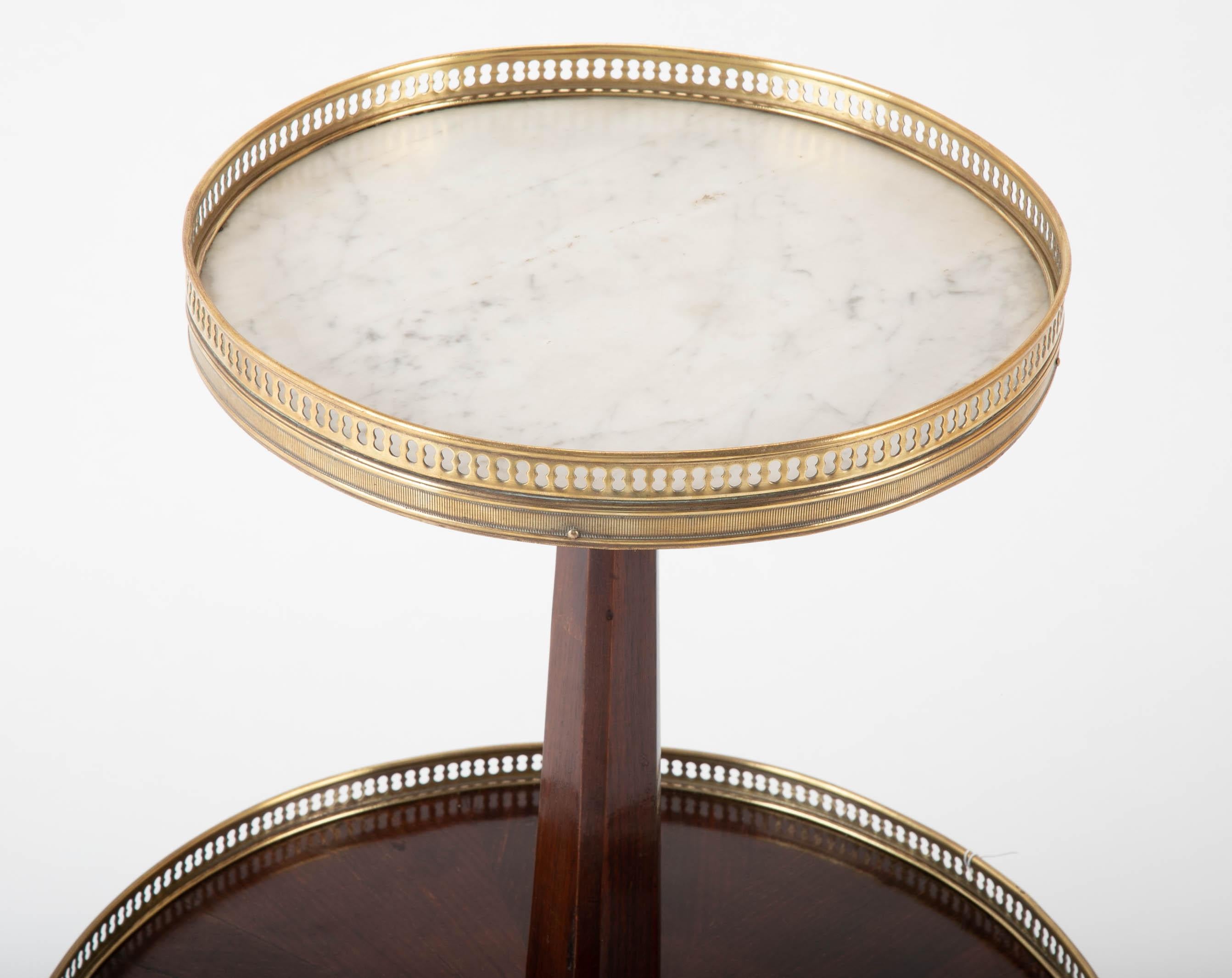 French Marble and Mahogany Two-Tier Side Table 3