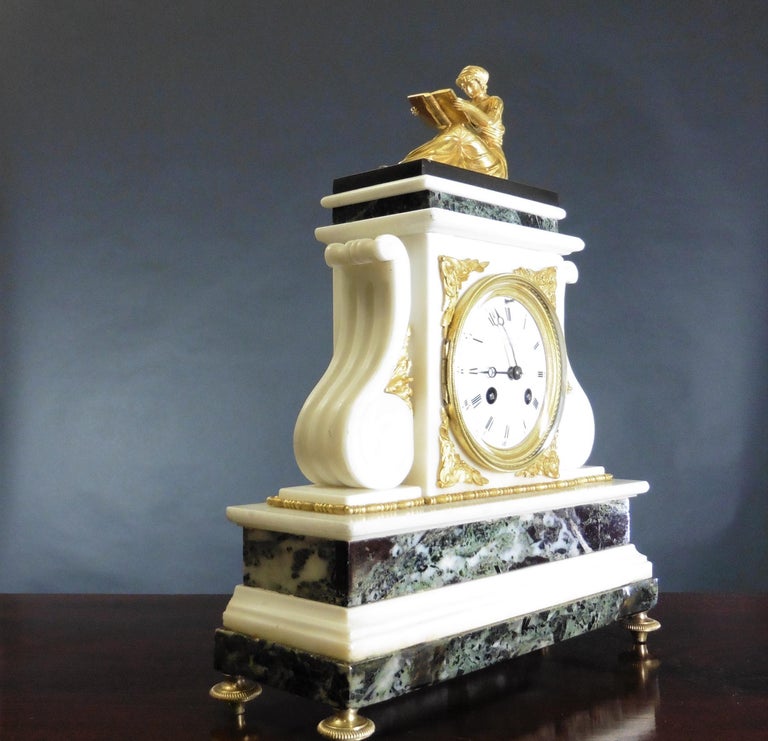 French Marble and Ormolu Mantel Clock by Legout, Paris For Sale at 1stDibs