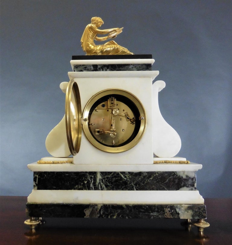 French Marble and Ormolu Mantel Clock by Legout, Paris For Sale at 1stDibs