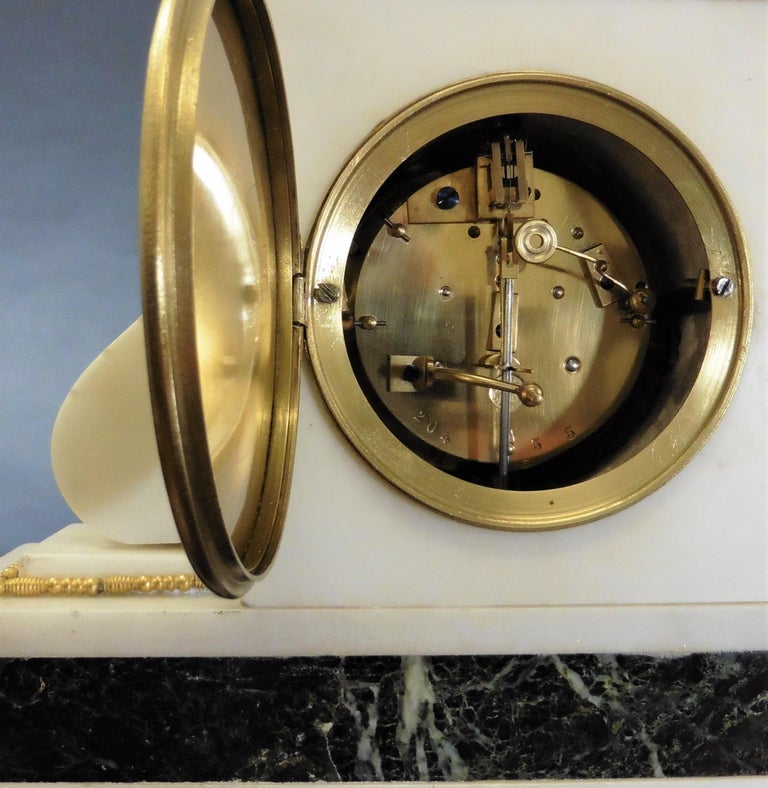 French Marble and Ormolu Mantel Clock by Legout, Paris For Sale at 1stDibs