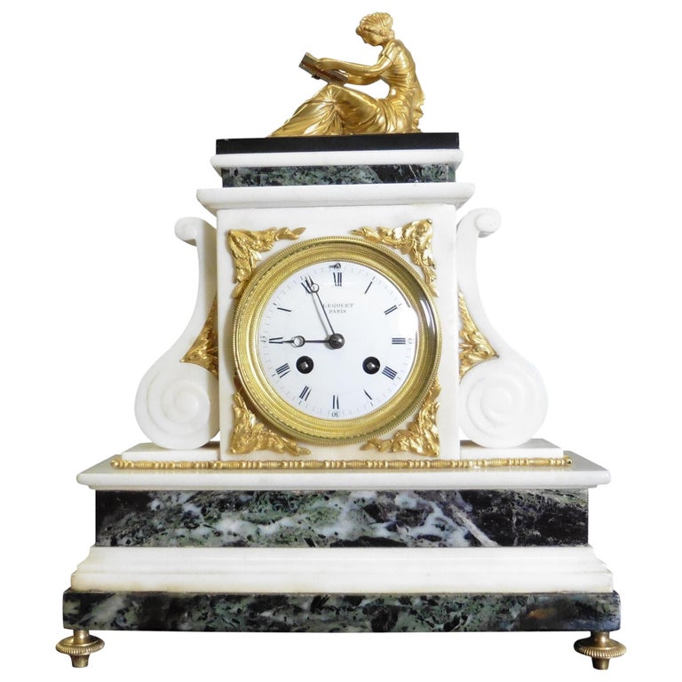 French Marble and Ormolu Mantel Clock by Legout, Paris For Sale at 1stDibs