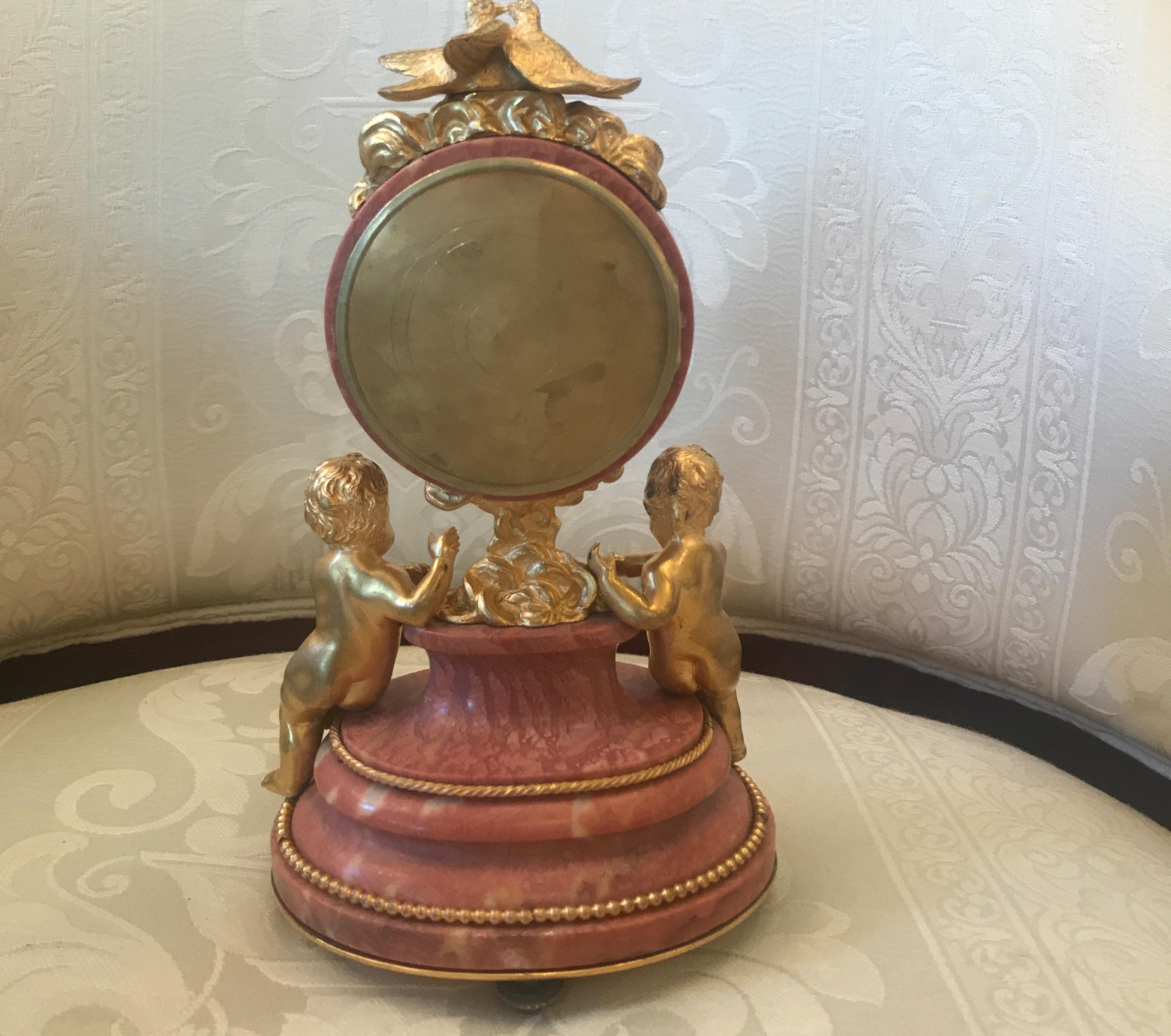 French Marble and Ormolu Petite Table Clock, France, circa 1900 4