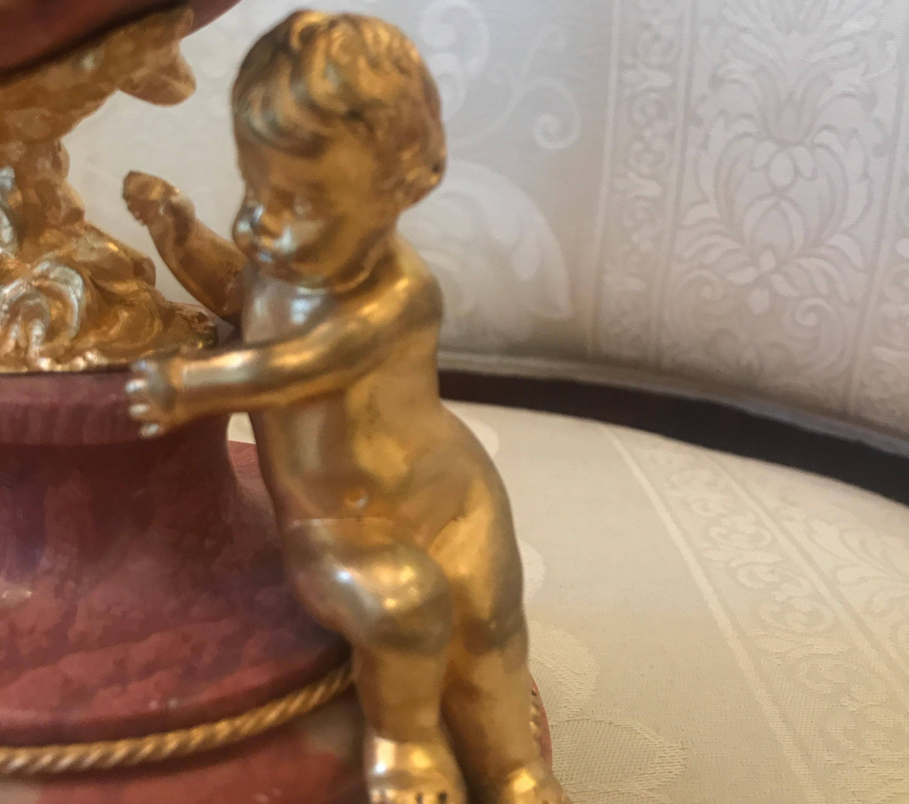 French Marble and Ormolu Petite Table Clock, France, circa 1900 7
