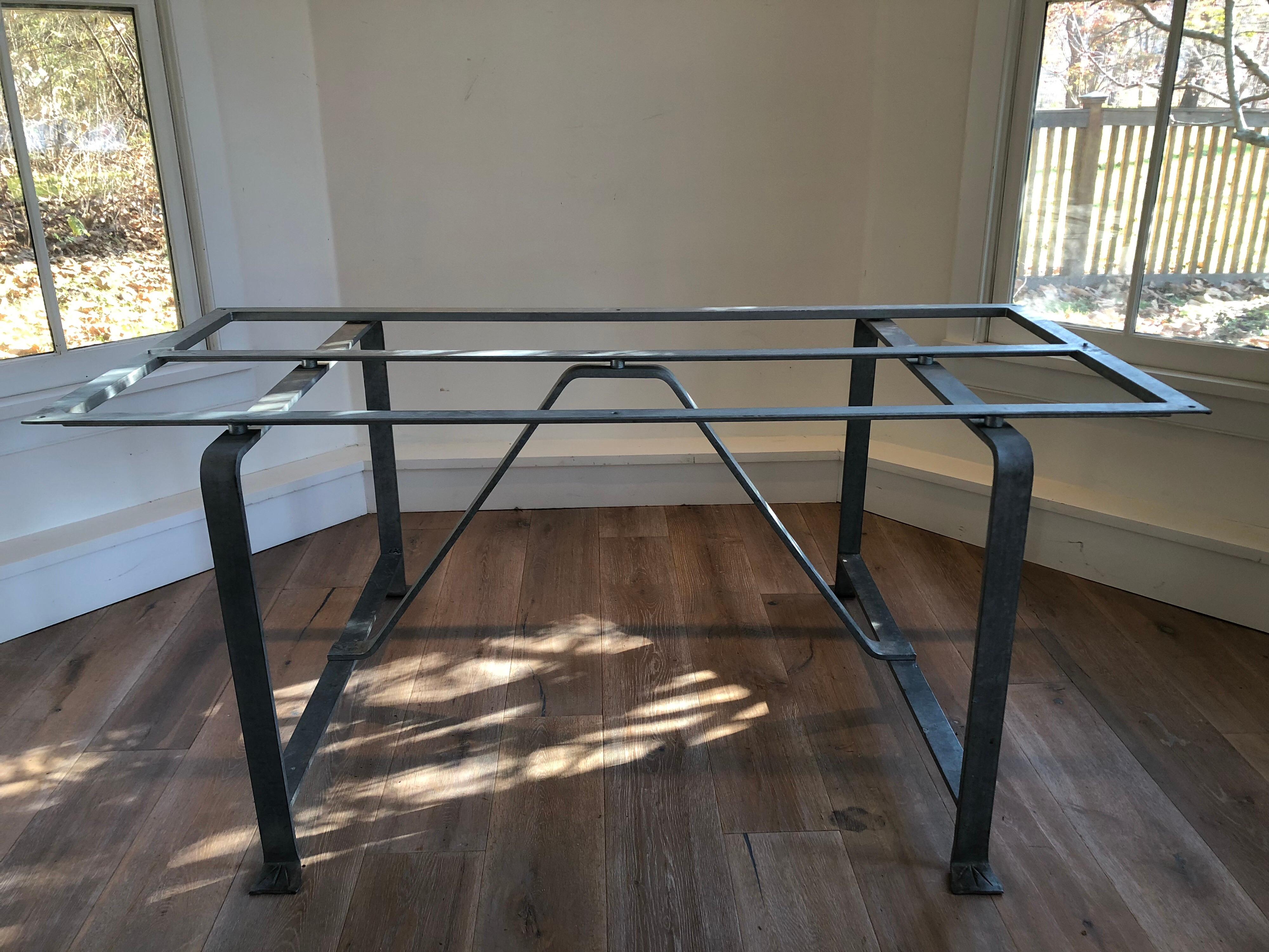 French Marble and Steel Dining Table For Sale 5