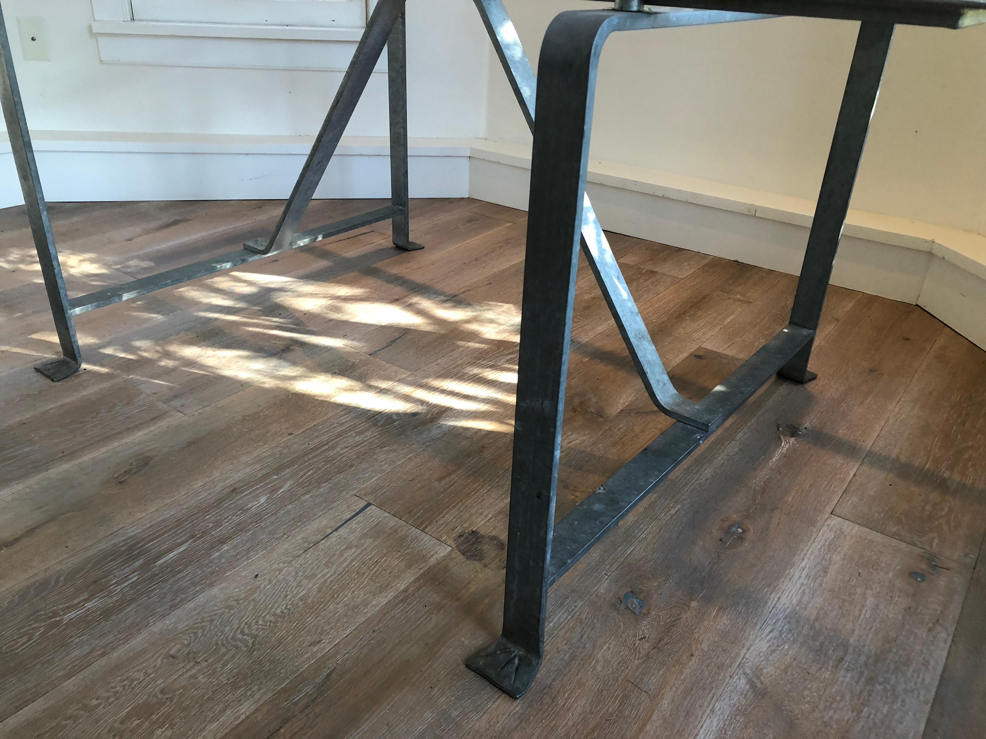 French Marble and Steel Dining Table For Sale 6