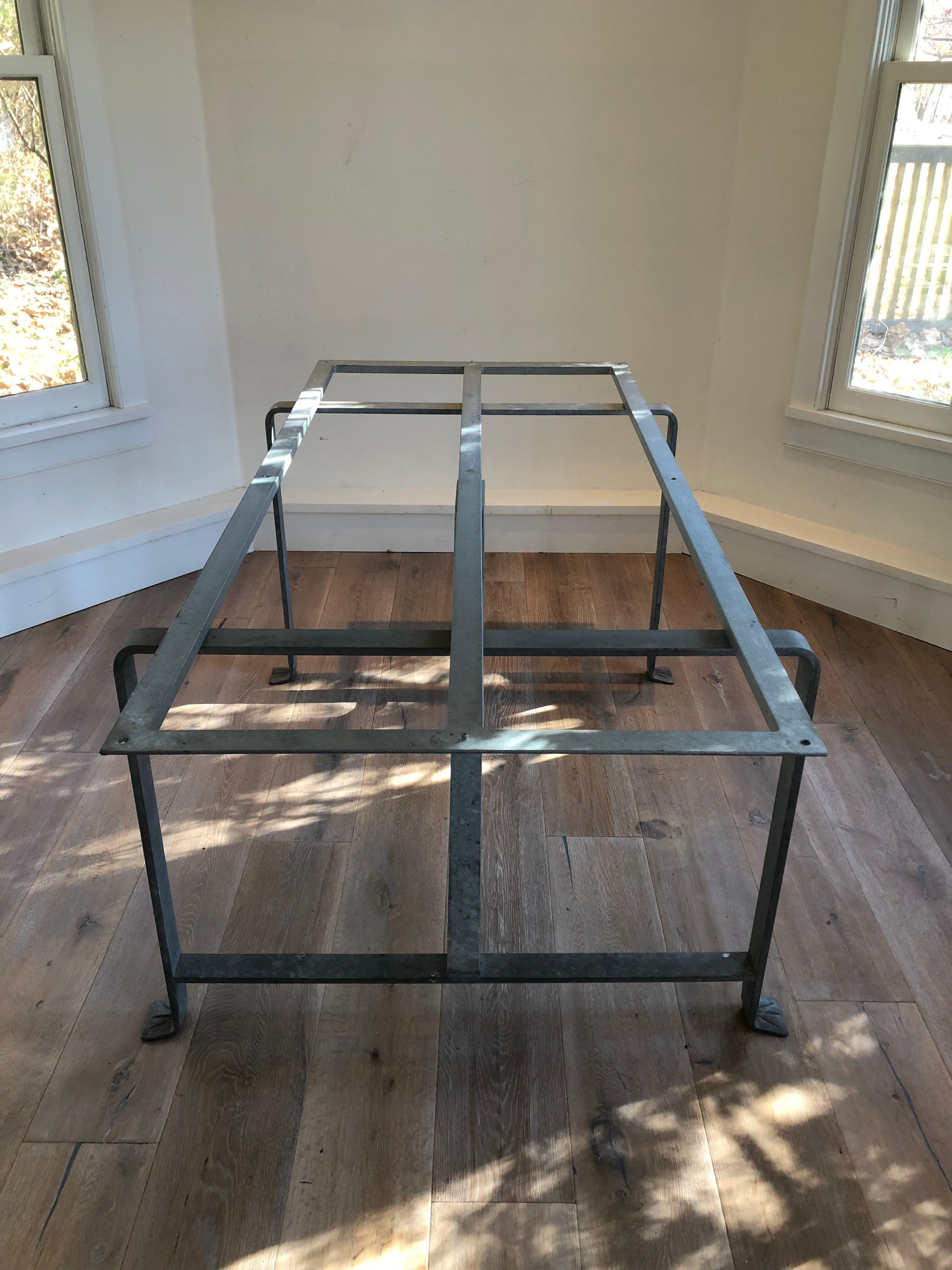 French Marble and Steel Dining Table For Sale 7