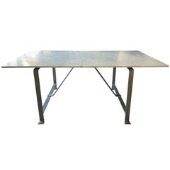 French Marble and Steel Dining Table