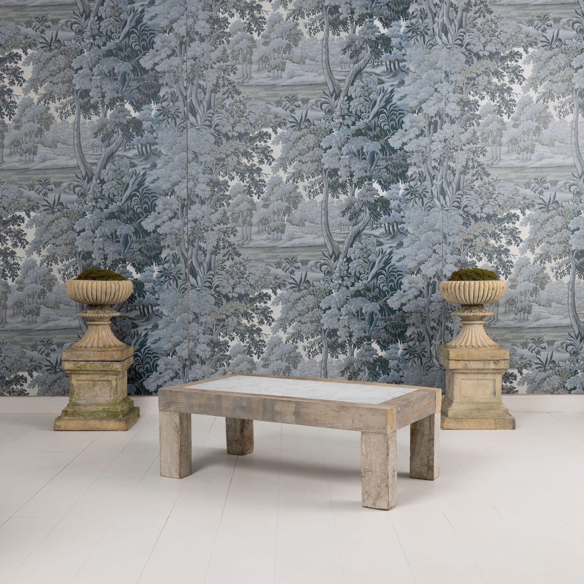 Mesa de centro francesa de mármol de Carrara y madera en venta 7