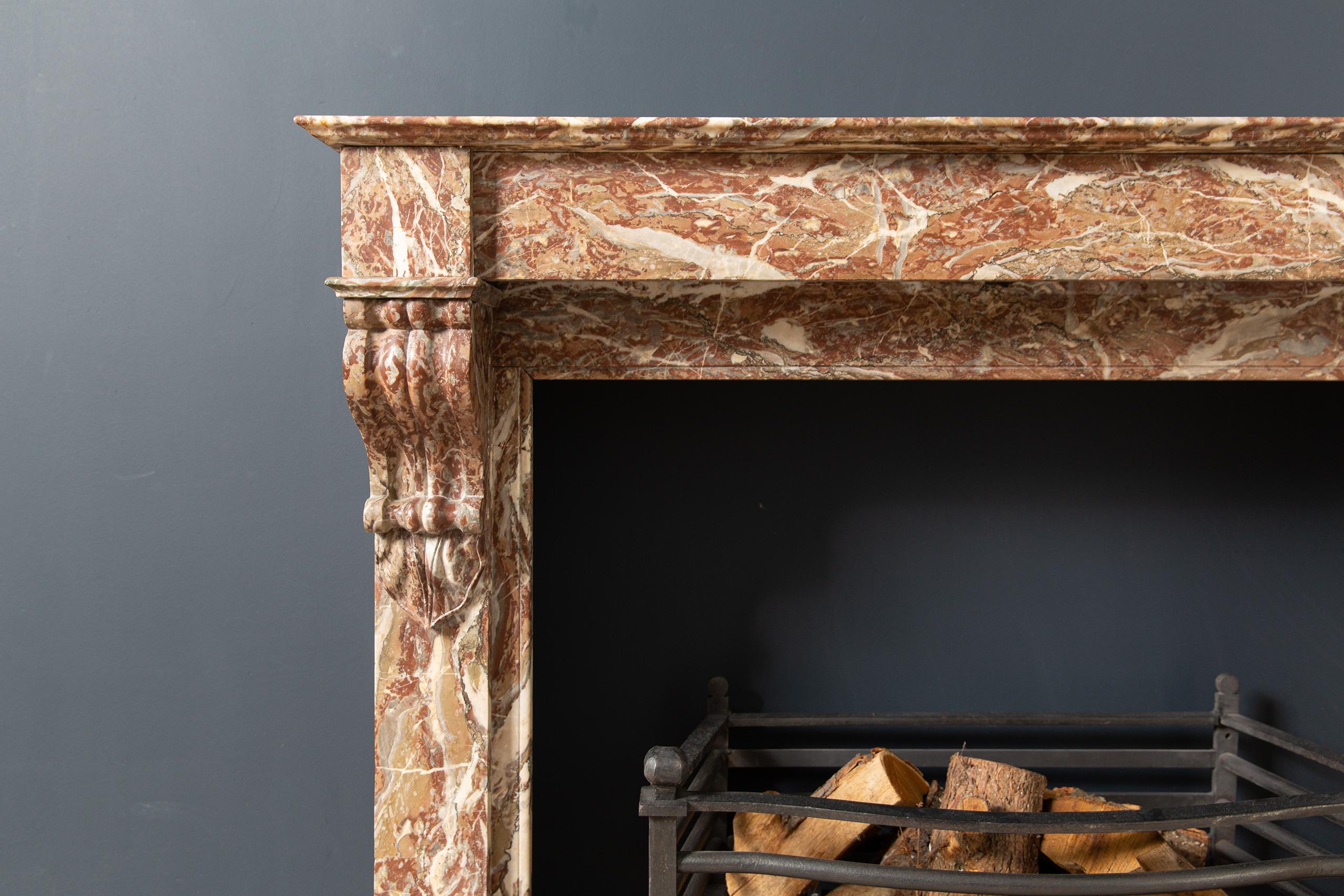Louis XV French Marble Antique Fireplace Surround For Sale
