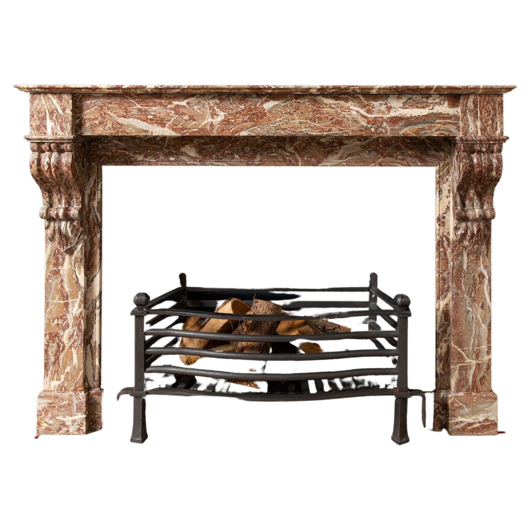 French Marble Antique Fireplace Surround For Sale