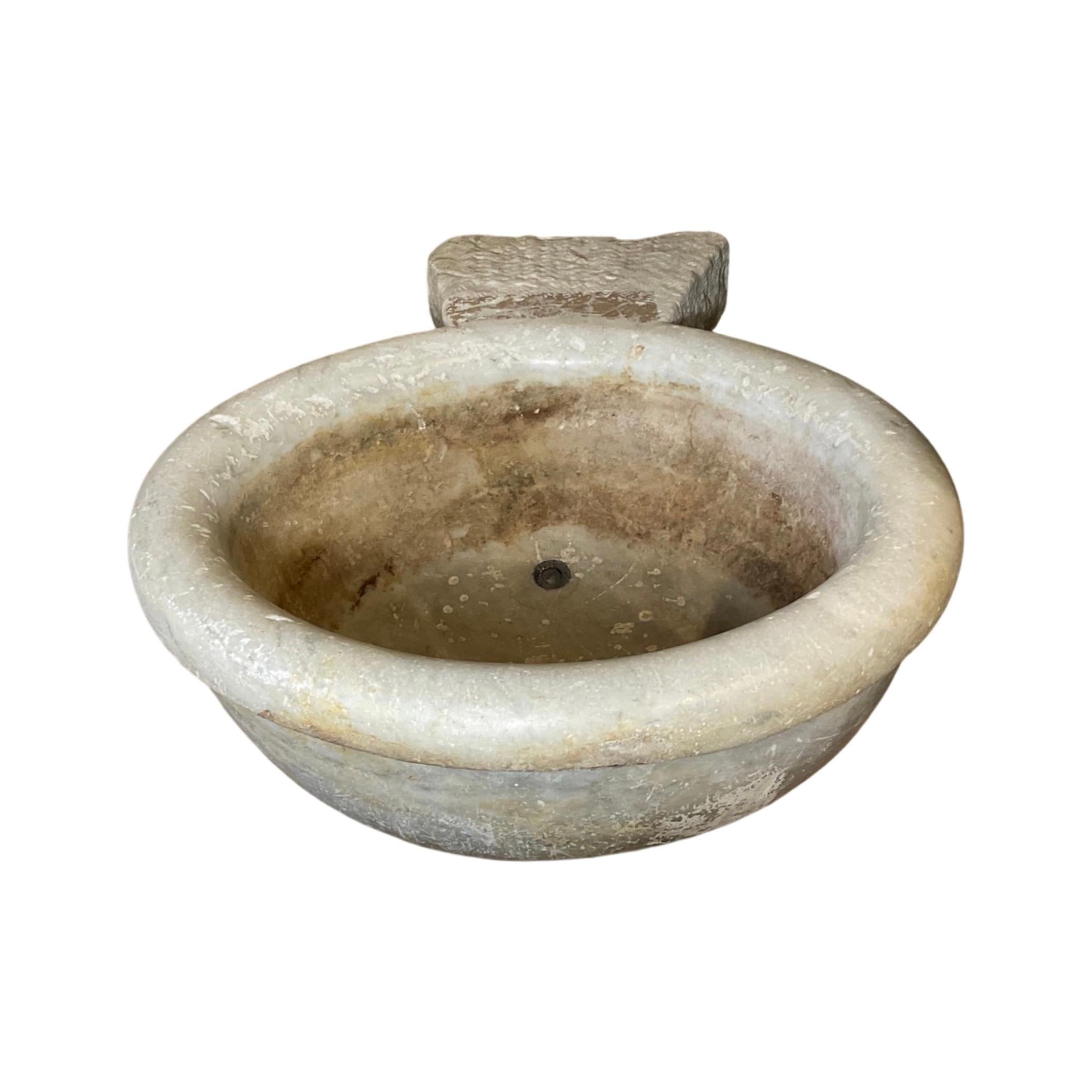 Limestone French Marble Baptismal Sink For Sale