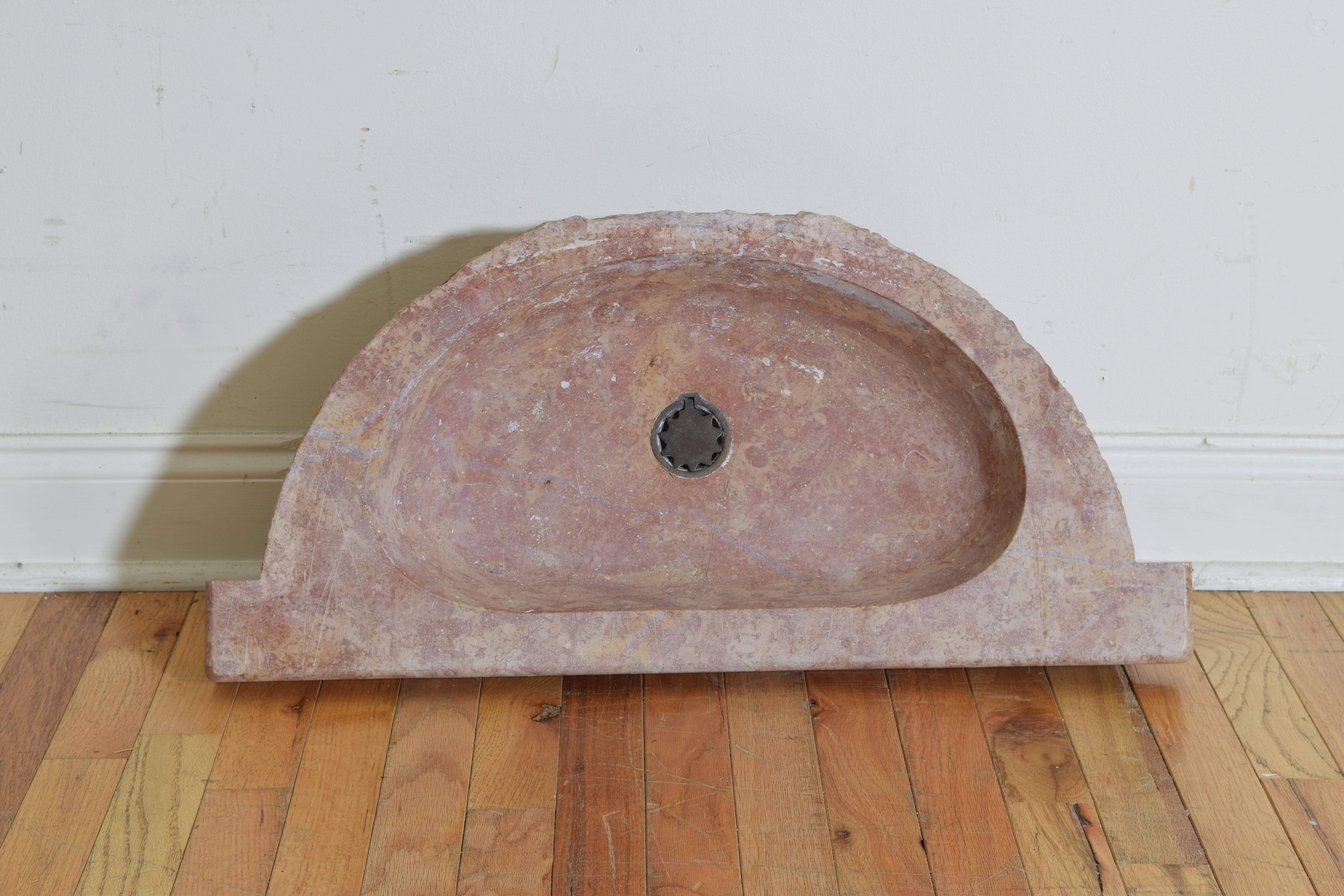 French Marble Basin on later Iron Stand, 20th Century or Earlier 6
