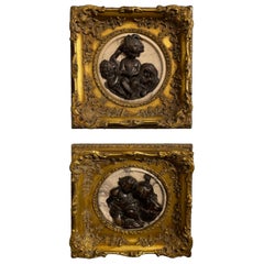 French Marble, Bronze and Giltwood Cameo Wall Art, Early 20th Century