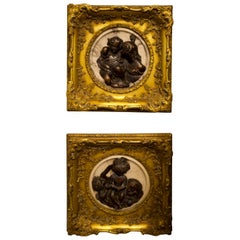 French Marble, Bronze and Giltwood Cameo Wall Art, Early 20th Century