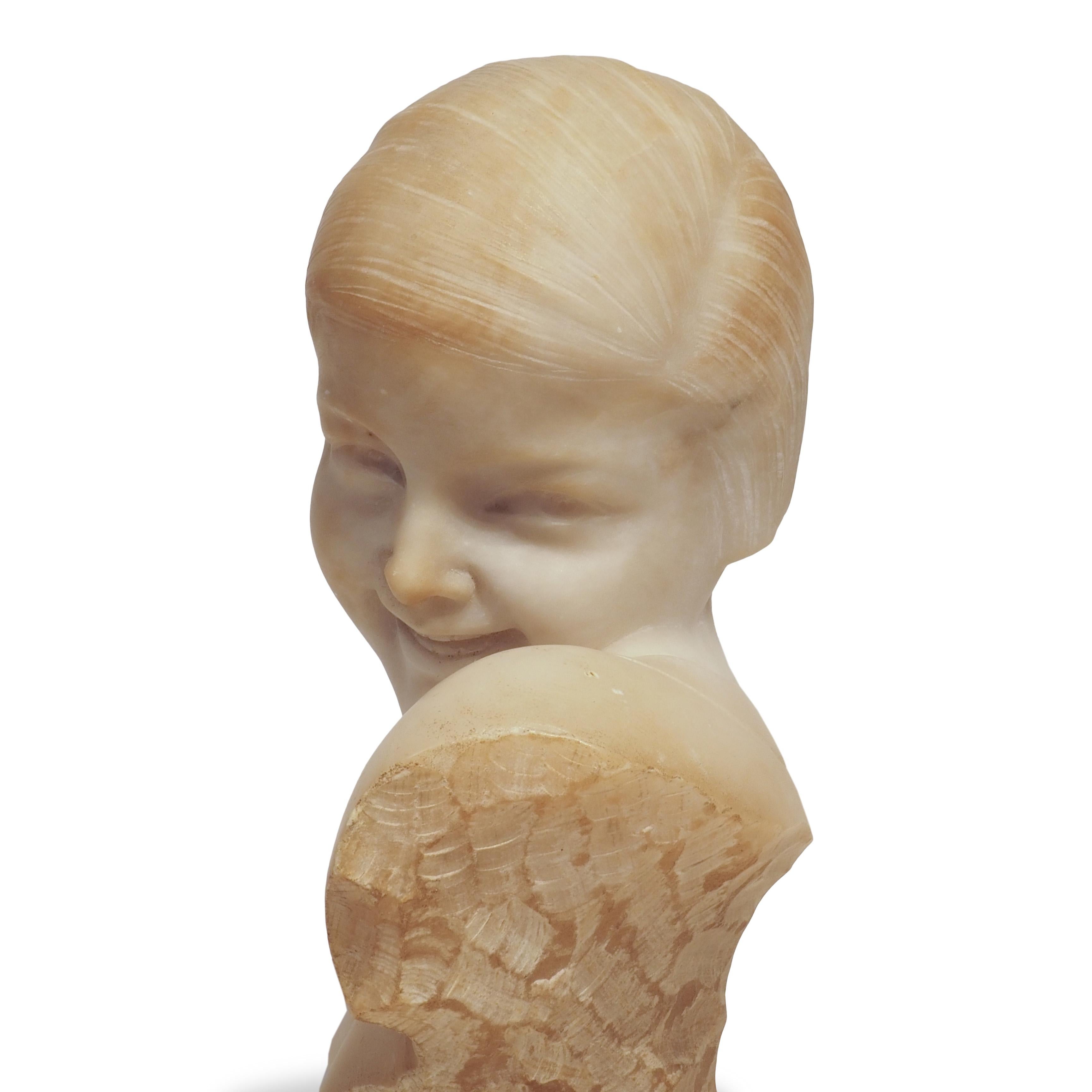 French Marble Bust of a Laughing Child 1920s For Sale 3