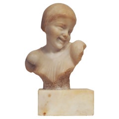 French Marble Bust of a Laughing Child 1920s
