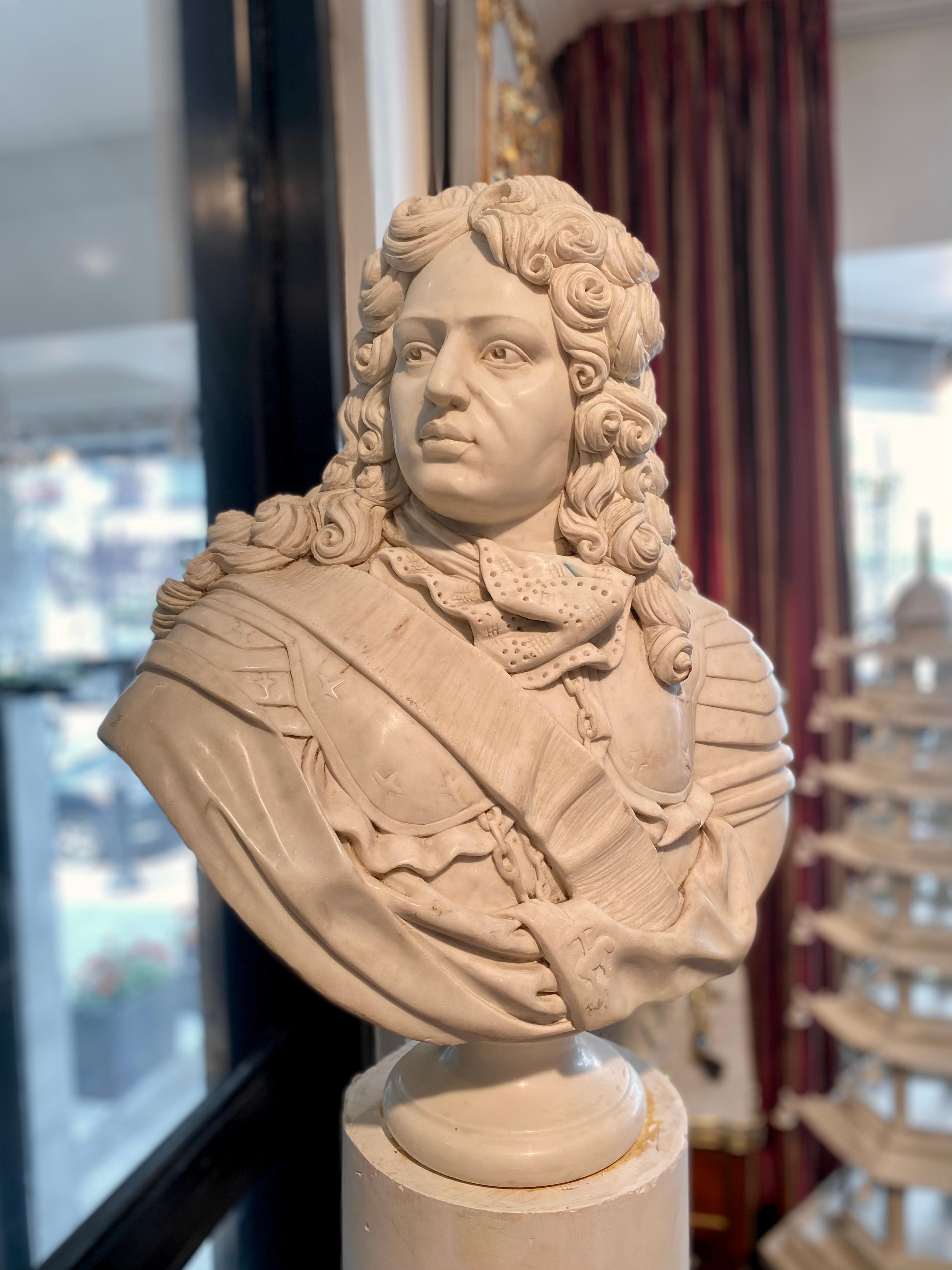 French Marble Bust of Louis XIV, the Sun King For Sale 3