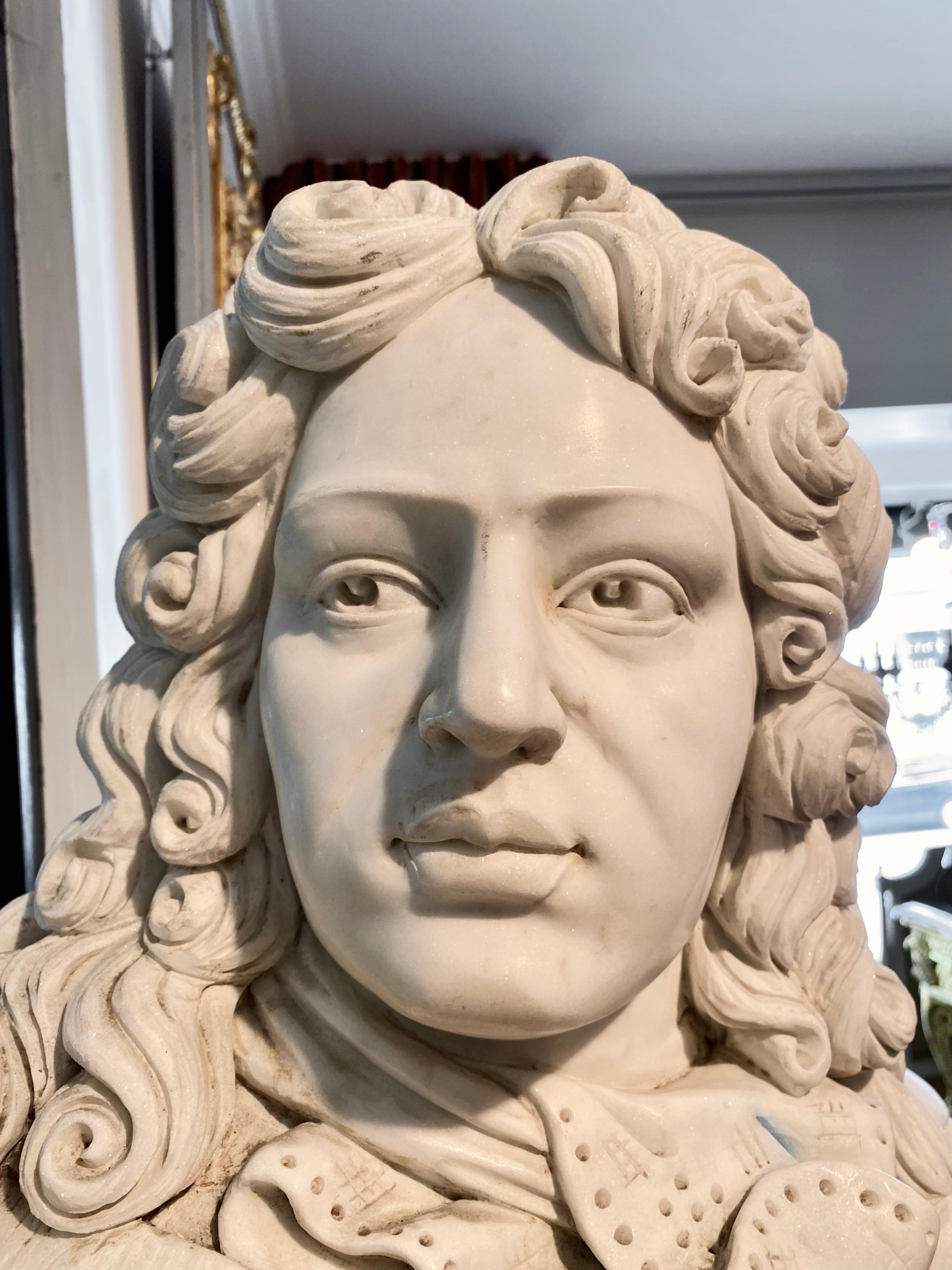 French Marble Bust of Louis XIV, the Sun King For Sale 4