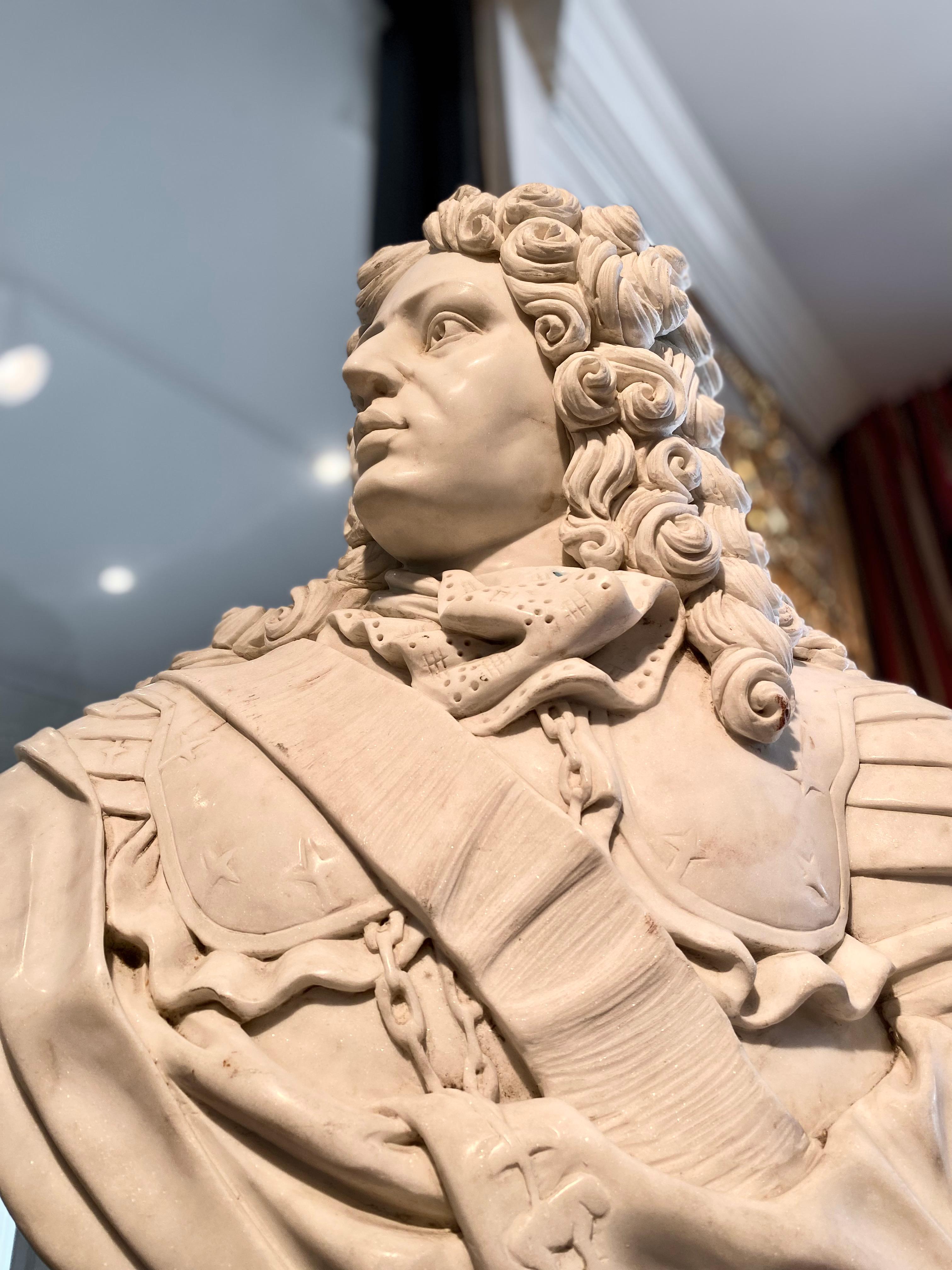 French Marble Bust of Louis XIV, the Sun King For Sale 8